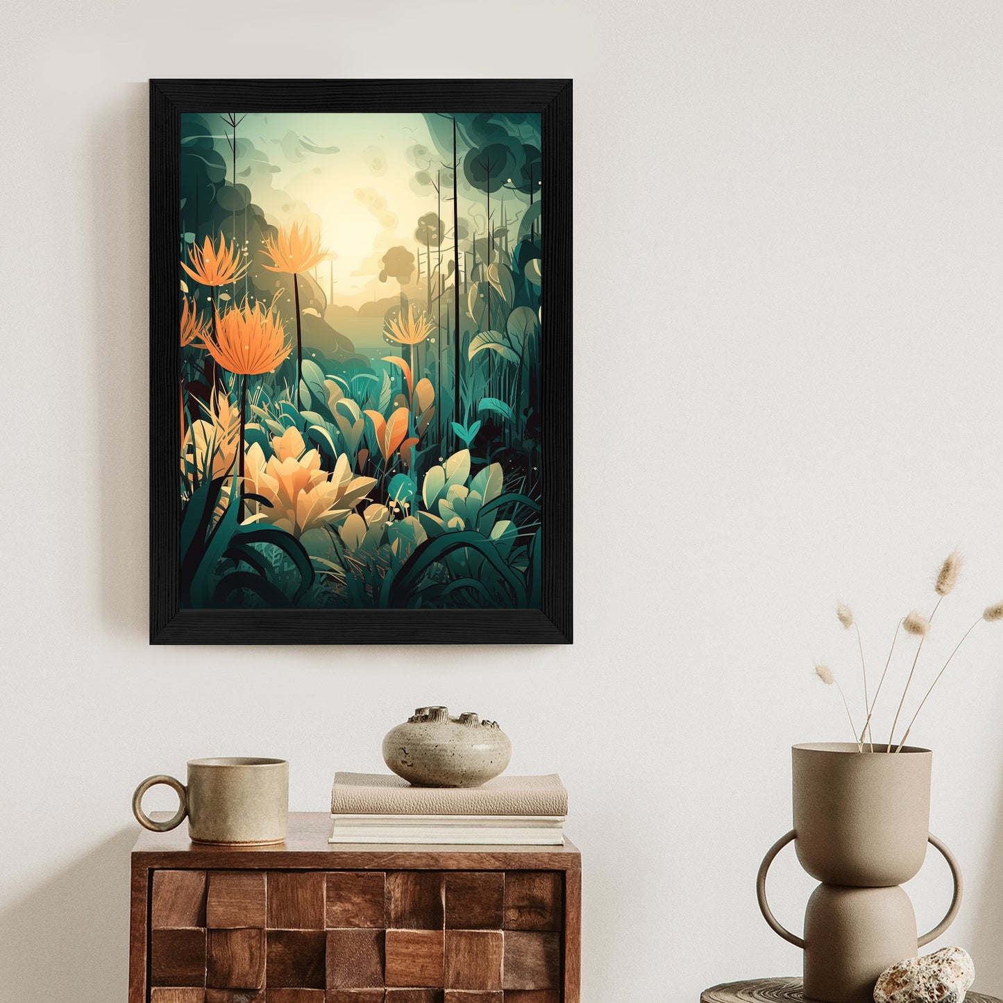 Poster Vegetation In Einem Tropischen Dschungel Rahmen Holz Mit Passepartout Farbe Natürlich