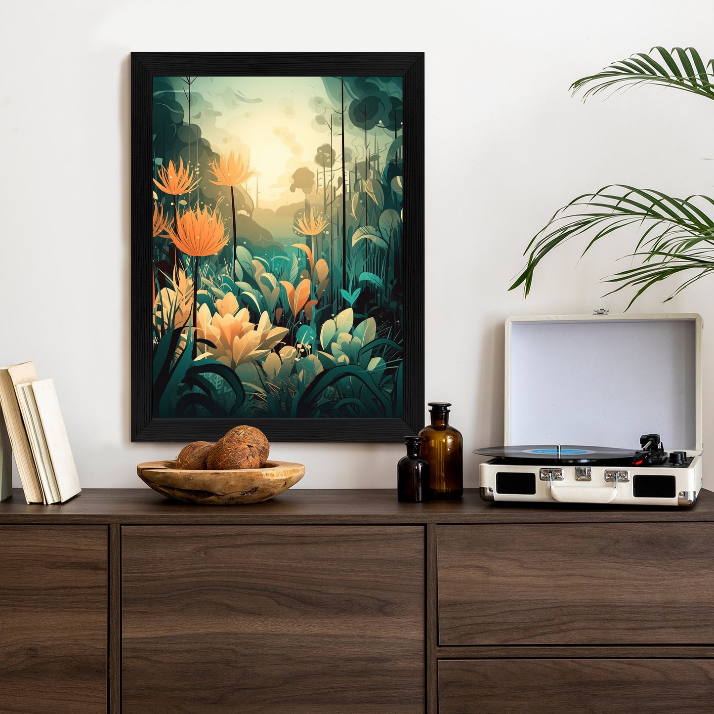 Poster Vegetation In Einem Tropischen Dschungel Rahmen Holz Mit Passepartout Farbe Natürlich