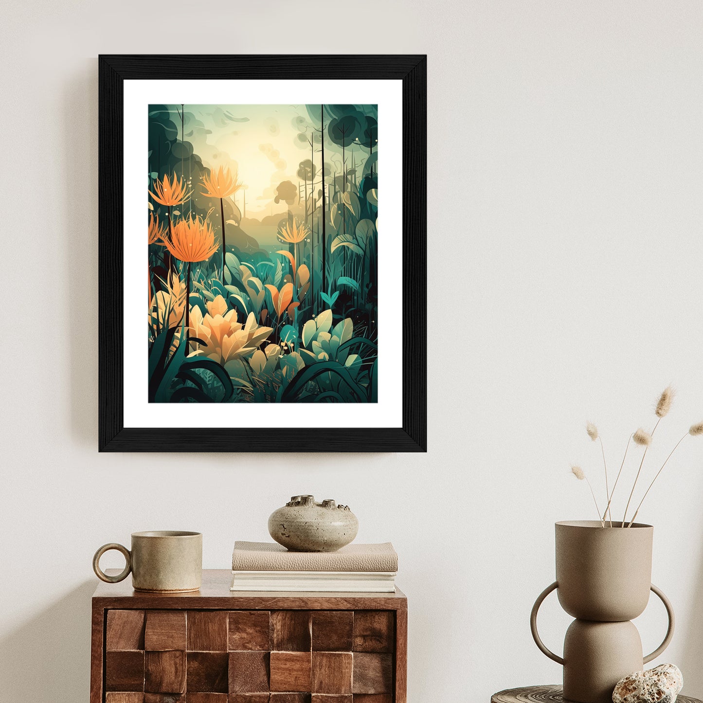 Poster Vegetation In Einem Tropischen Dschungel Rahmen Holz Mit Passepartout Farbe Natürlich