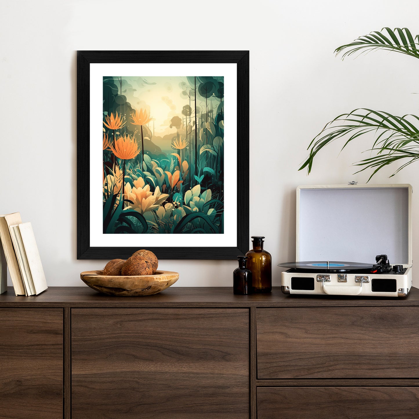 Poster Vegetation In Einem Tropischen Dschungel Rahmen Holz Mit Passepartout Farbe Natürlich