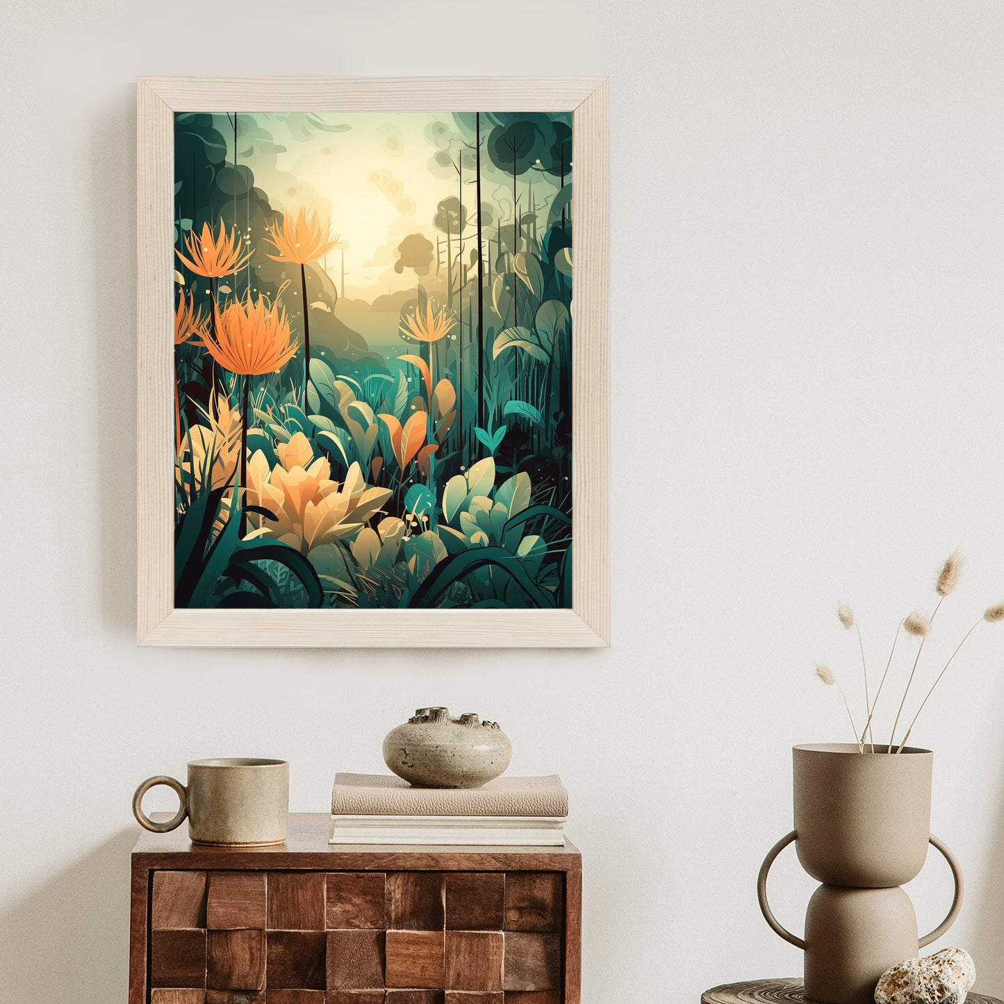 Poster Vegetation In Einem Tropischen Dschungel Rahmen Holz Mit Passepartout Farbe Natürlich