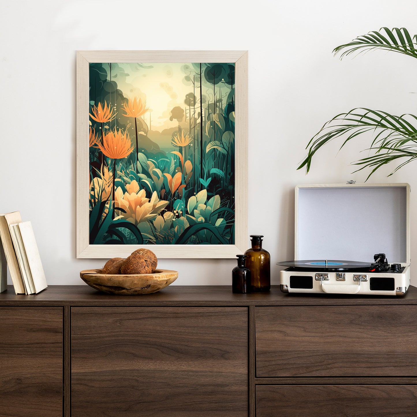 Poster Vegetation In Einem Tropischen Dschungel Rahmen Holz Mit Passepartout Farbe Natürlich
