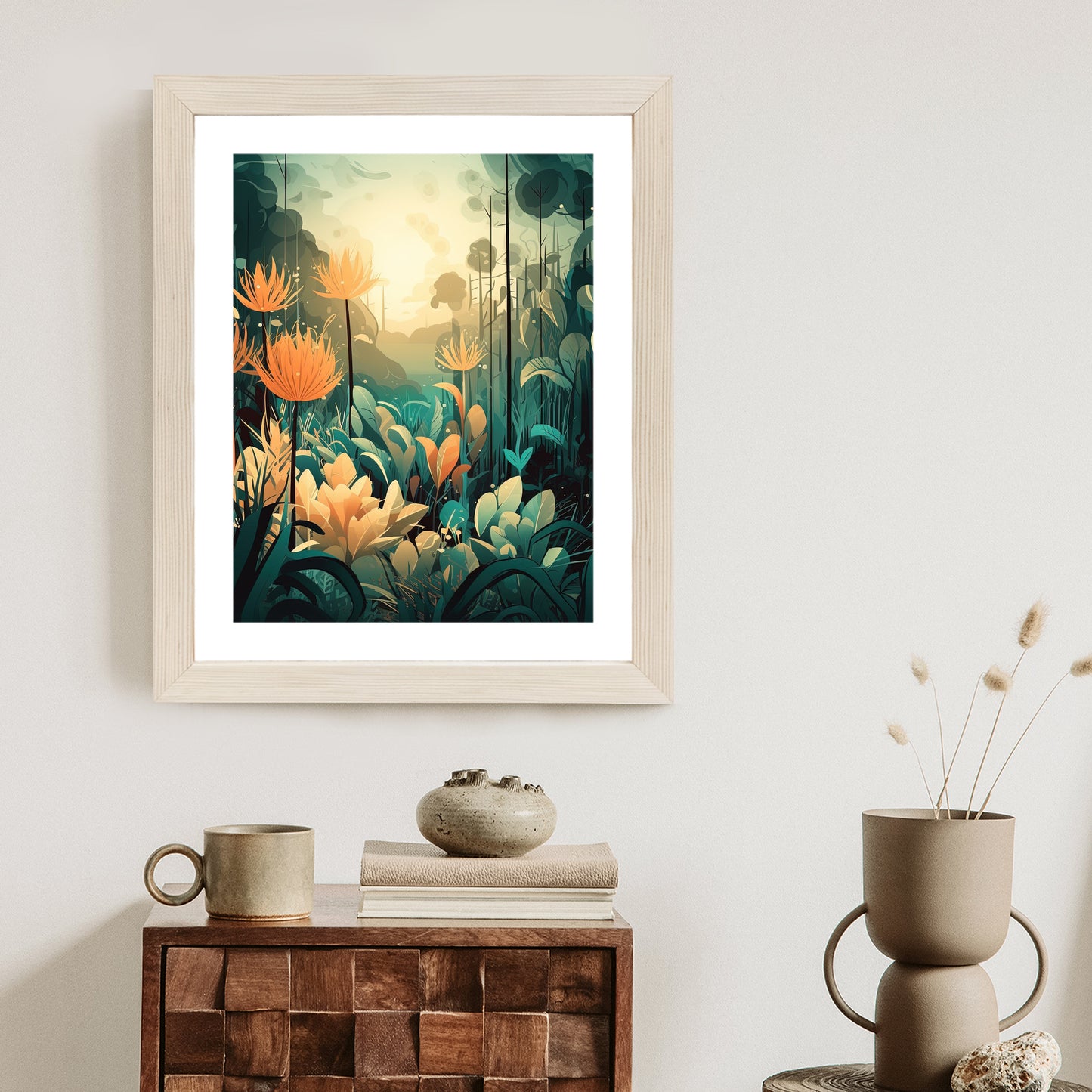 Poster Vegetation In Einem Tropischen Dschungel Rahmen Holz Mit Passepartout Farbe Natürlich