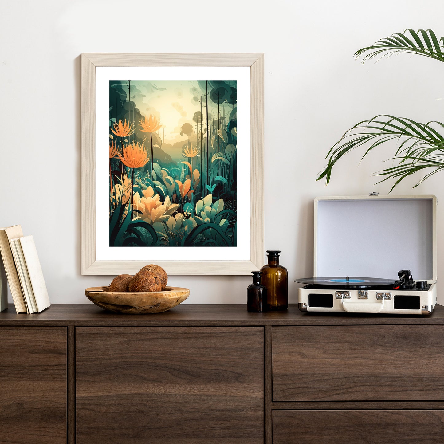 Poster Vegetation In Einem Tropischen Dschungel Rahmen Holz Mit Passepartout Farbe Natürlich