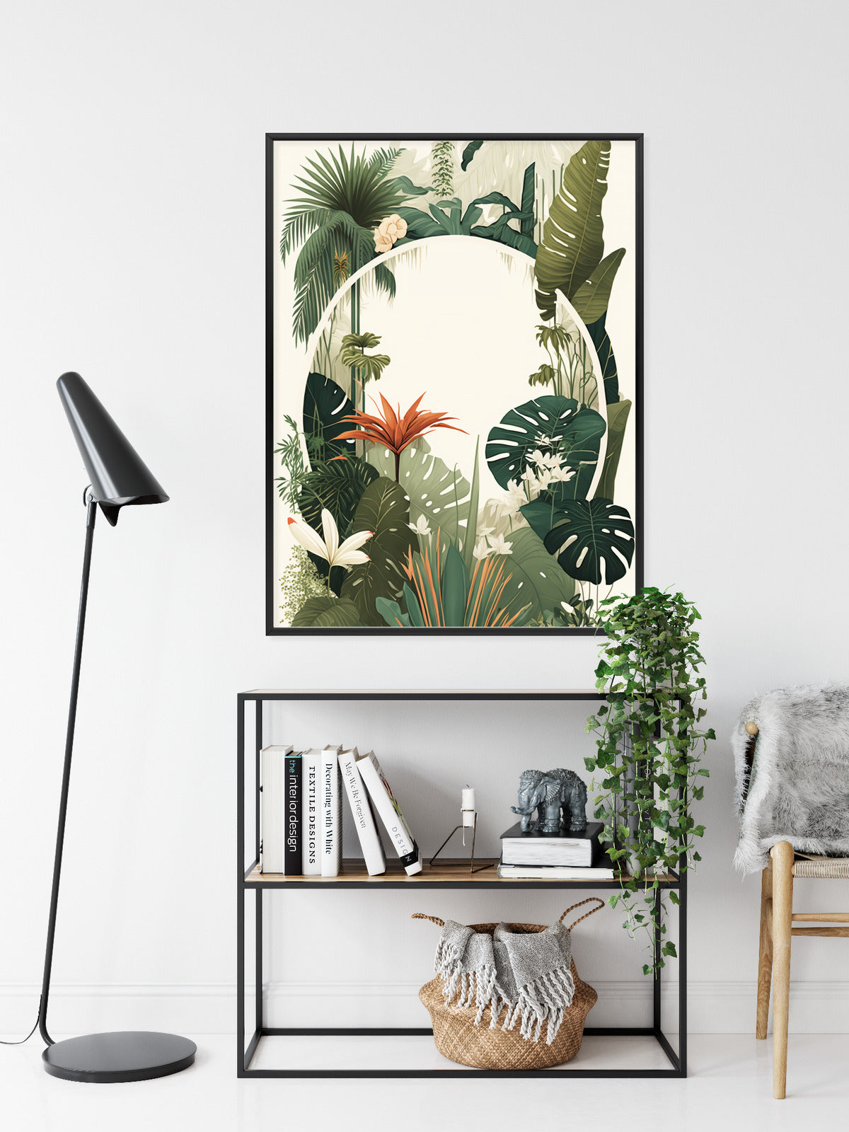 Poster Vintage Tropische Pflanzen Rahmen Holz Mit Passepartout Farbe Natürlich