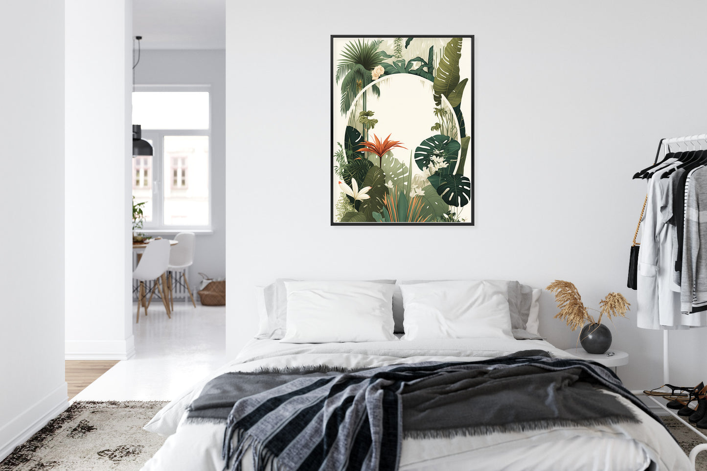 Poster Vintage Tropische Pflanzen Rahmen Holz Mit Passepartout Farbe Natürlich