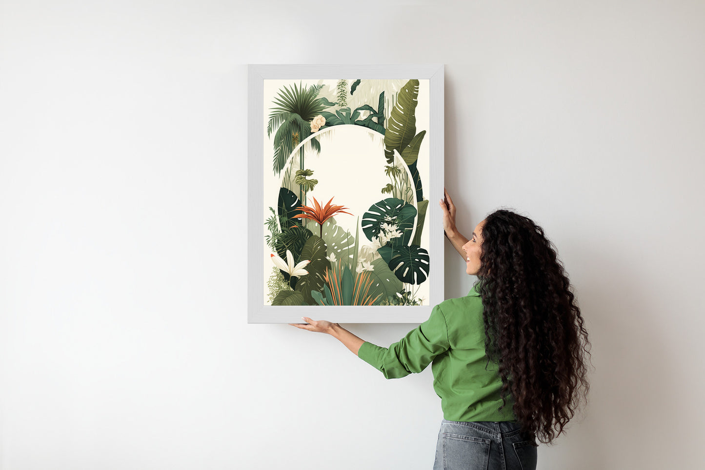 Poster Vintage Tropische Pflanzen Rahmen Holz Mit Passepartout Farbe Natürlich