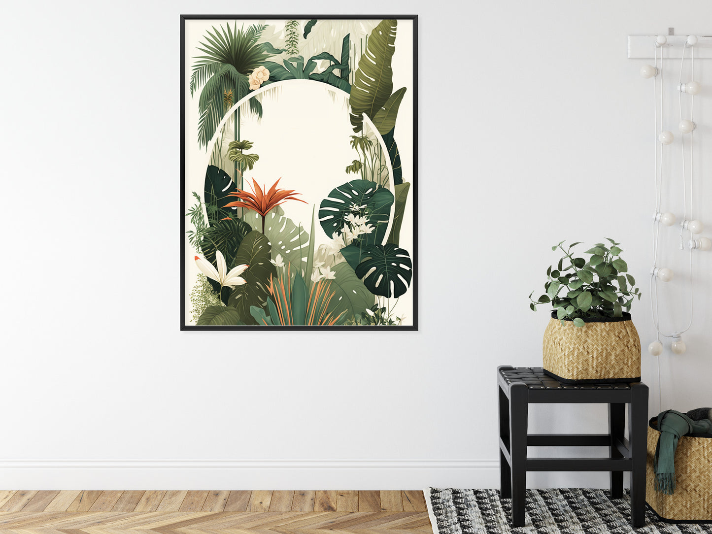 Poster Vintage Tropische Pflanzen Rahmen Holz Mit Passepartout Farbe Natürlich