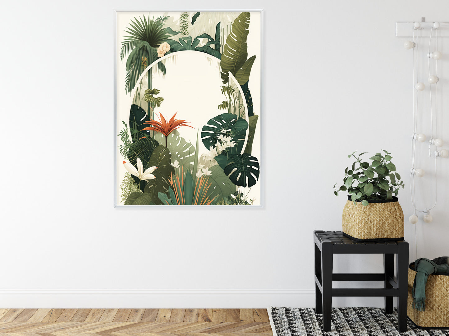Poster Vintage Tropische Pflanzen Rahmen Holz Mit Passepartout Farbe Natürlich