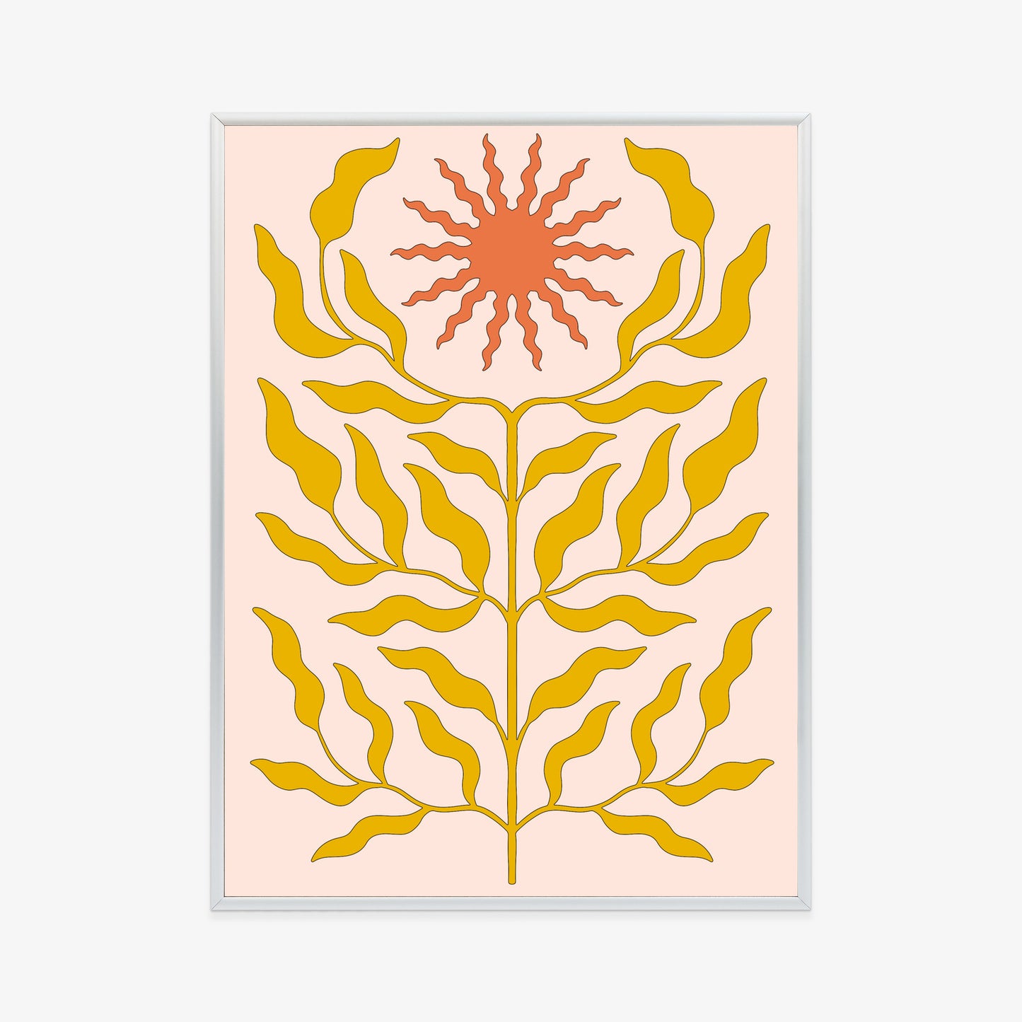 Poster Minimalistische Pflanze Im Boho-Stil Rahmen Holz Mit Passepartout Farbe Natürlich