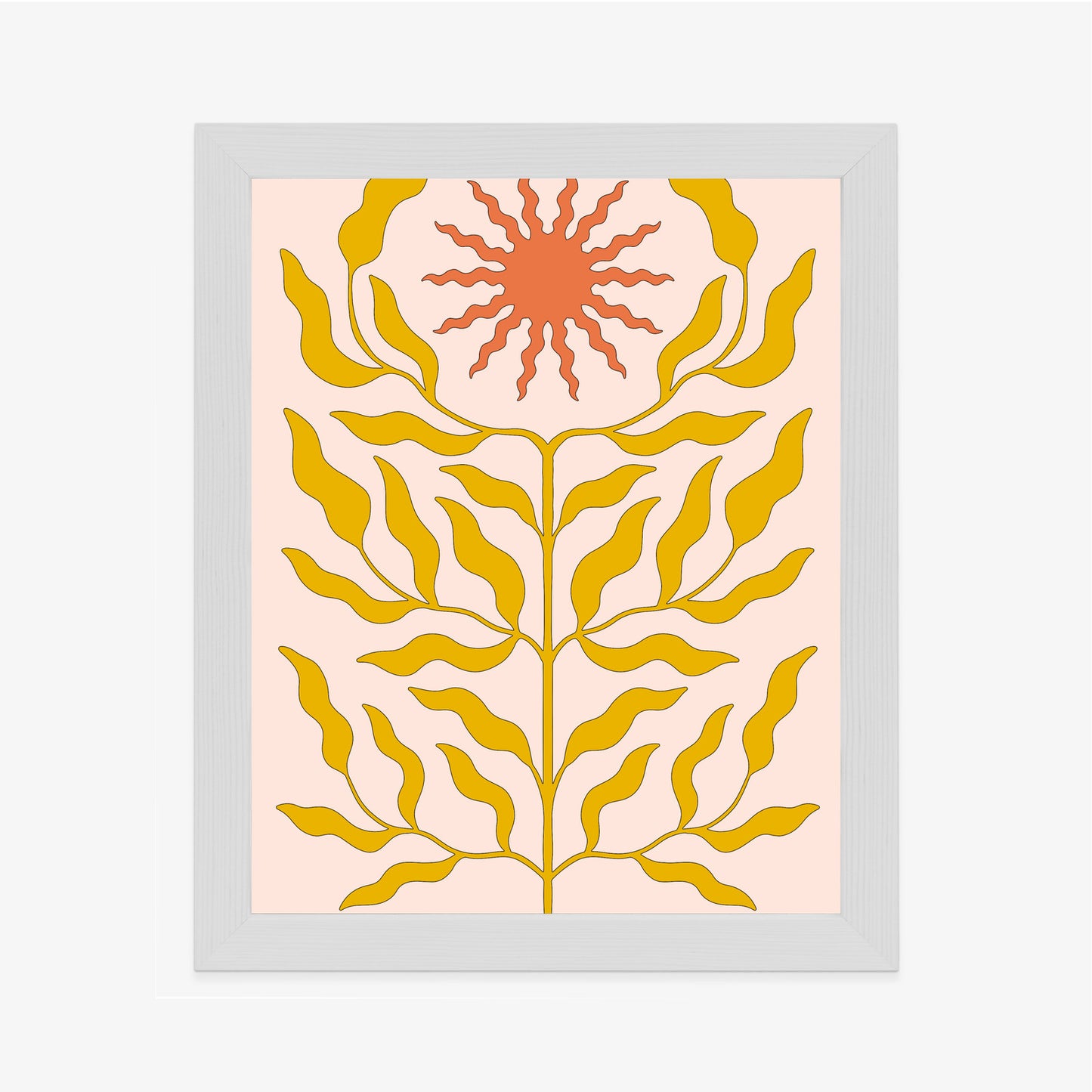 Poster Minimalistische Pflanze Im Boho-Stil Rahmen Holz Mit Passepartout Farbe Natürlich