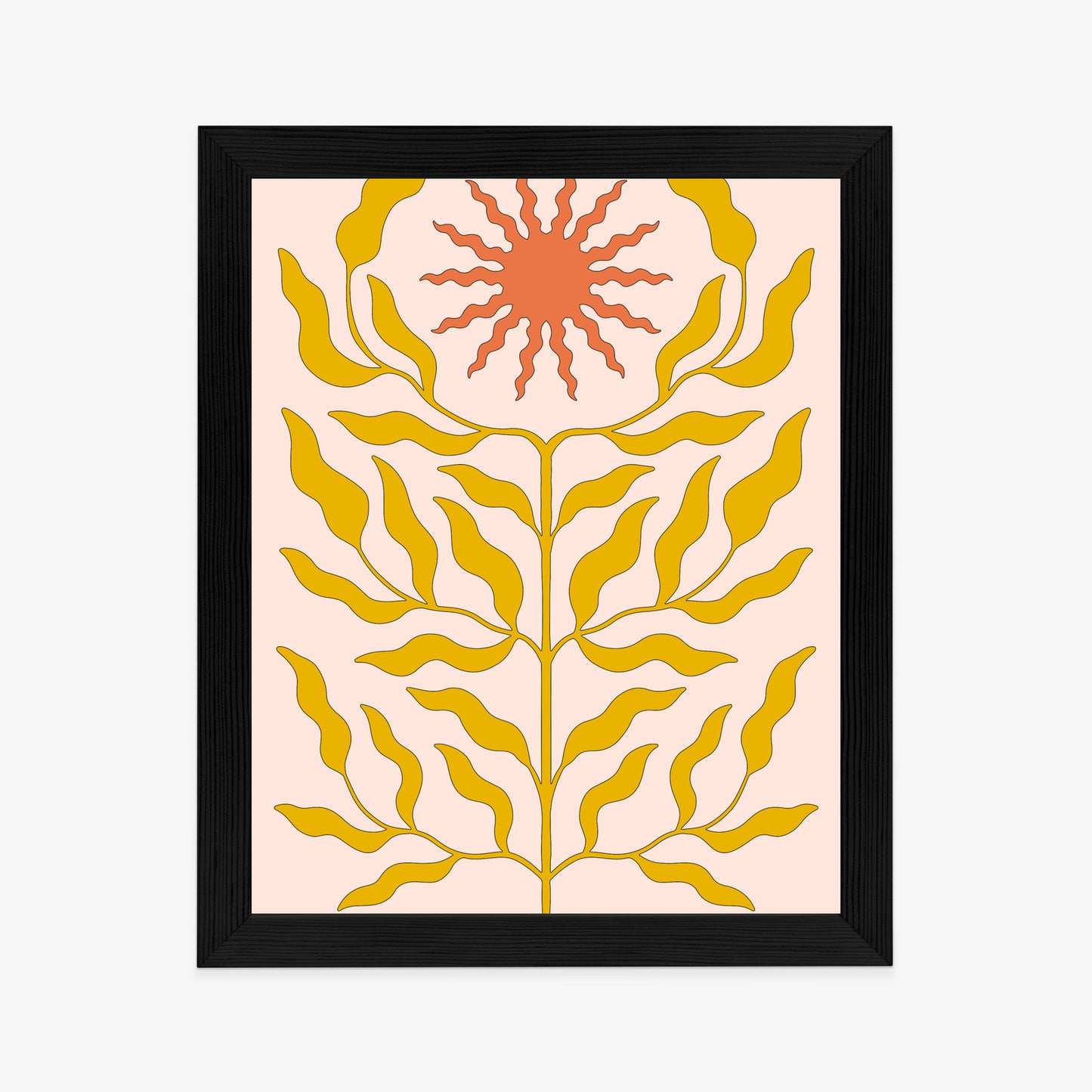 Poster Minimalistische Pflanze Im Boho-Stil Rahmen Holz Mit Passepartout Farbe Natürlich