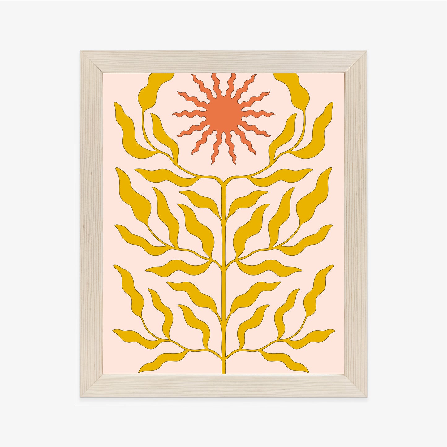 Poster Minimalistische Pflanze Im Boho-Stil Rahmen Holz Mit Passepartout Farbe Natürlich