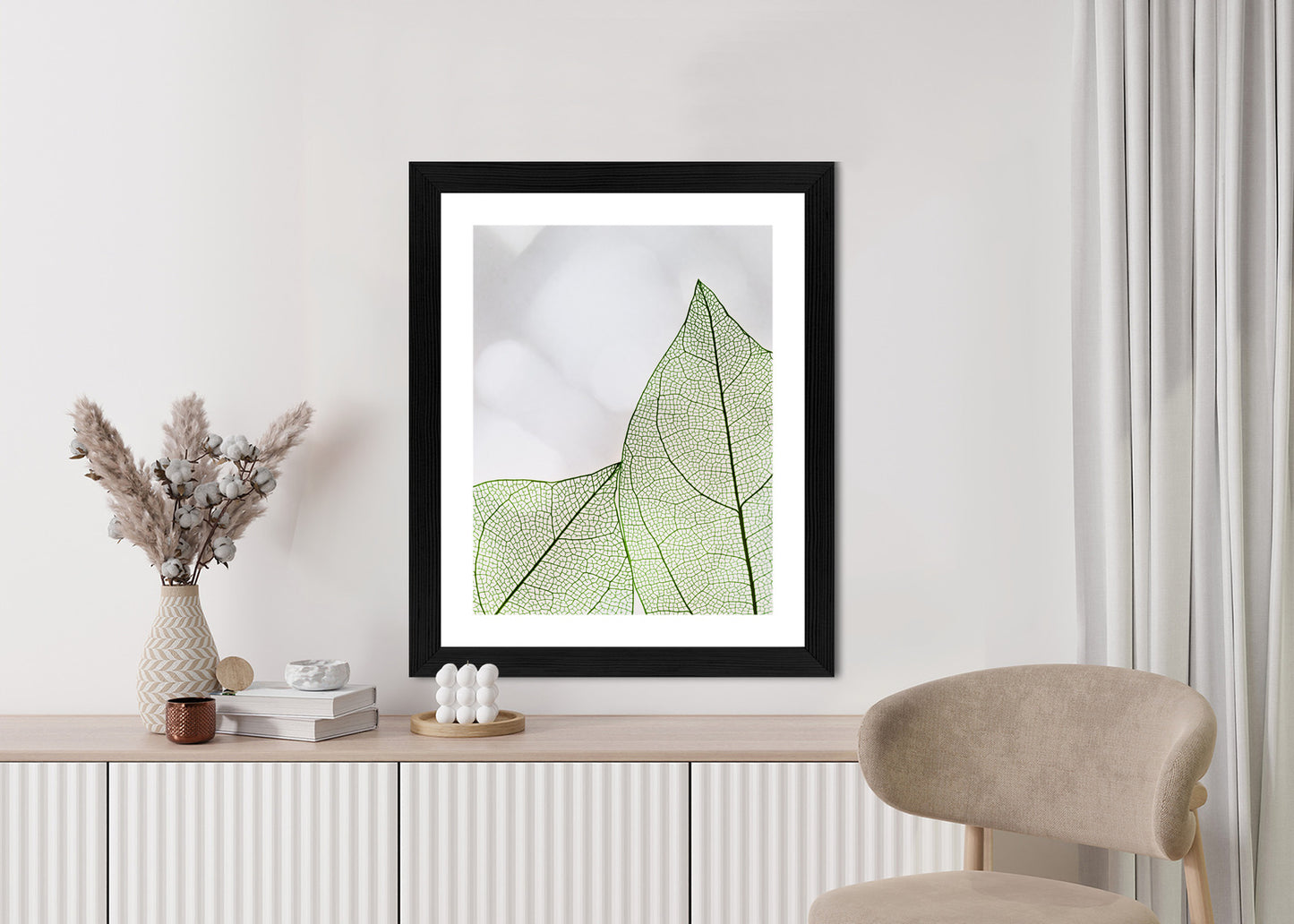 Poster Grüne Transparente Blätter Auf Hellem Hintergrund