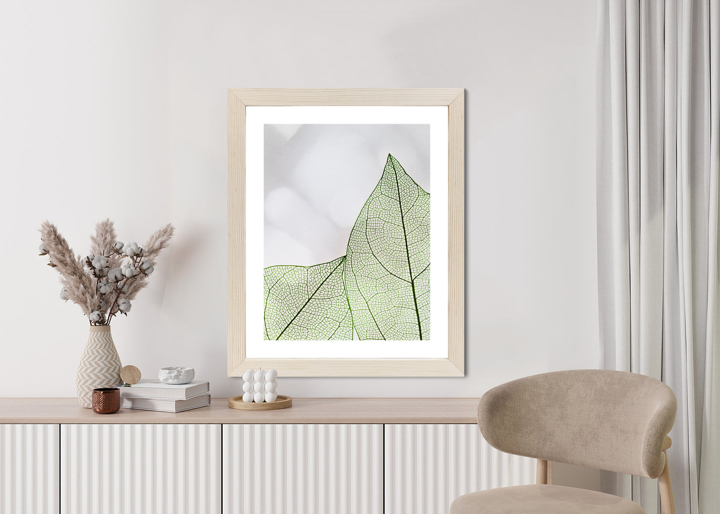 Poster Grüne Transparente Blätter Auf Hellem Hintergrund
