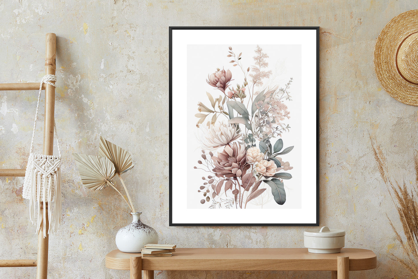 Poster Strauß Romantischer Blumen In Pastelltönen