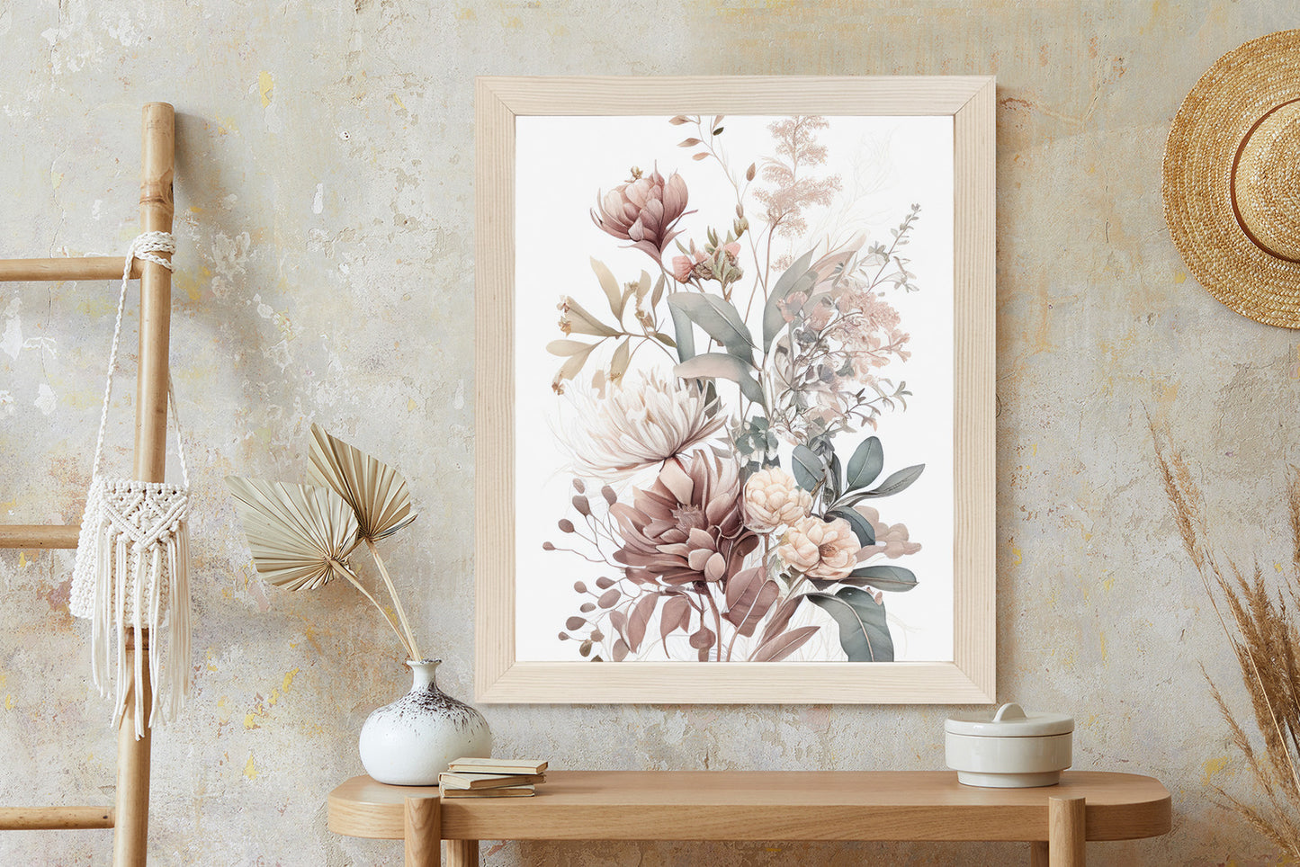 Poster Strauß Romantischer Blumen In Pastelltönen