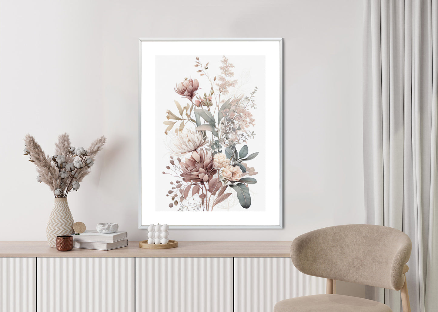 Poster Strauß Romantischer Blumen In Pastelltönen