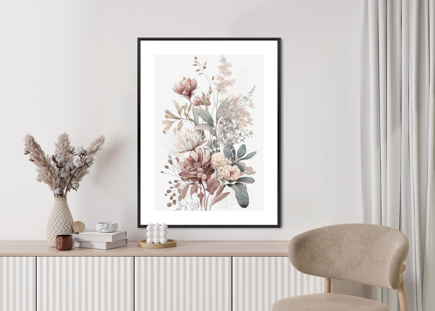 Poster Strauß Romantischer Blumen In Pastelltönen