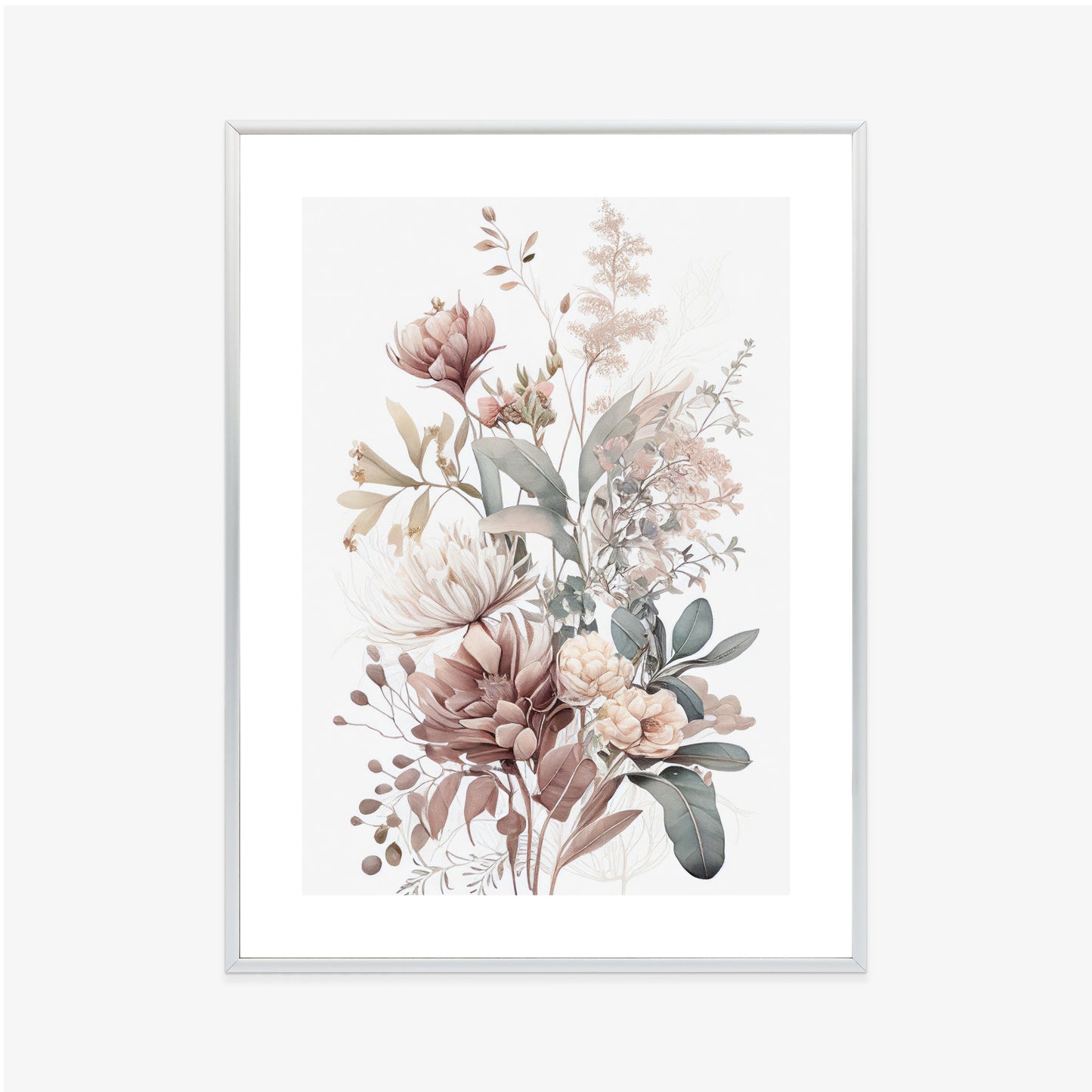 Poster Strauß Romantischer Blumen In Pastelltönen