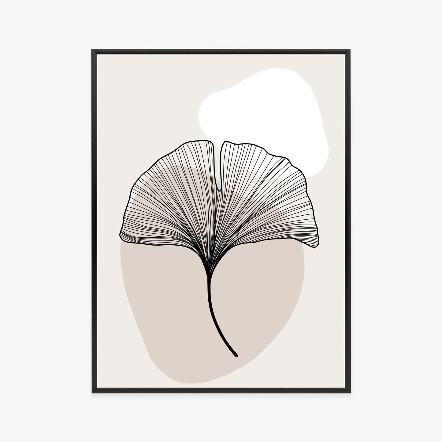 Poster Minimalistisches Ginkgoblatt Rahmen Holz Mit Passepartout Farbe Natürlich