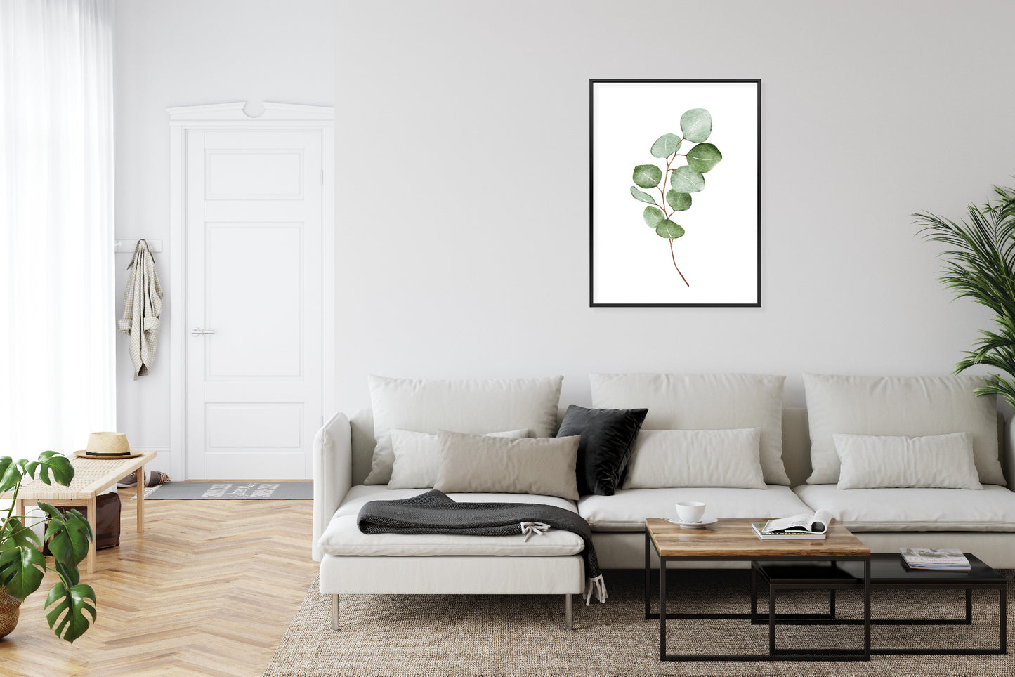 Poster Grüner Aquarell-Eukalyptuszweig Isoliert Auf Weißem Hintergrund
