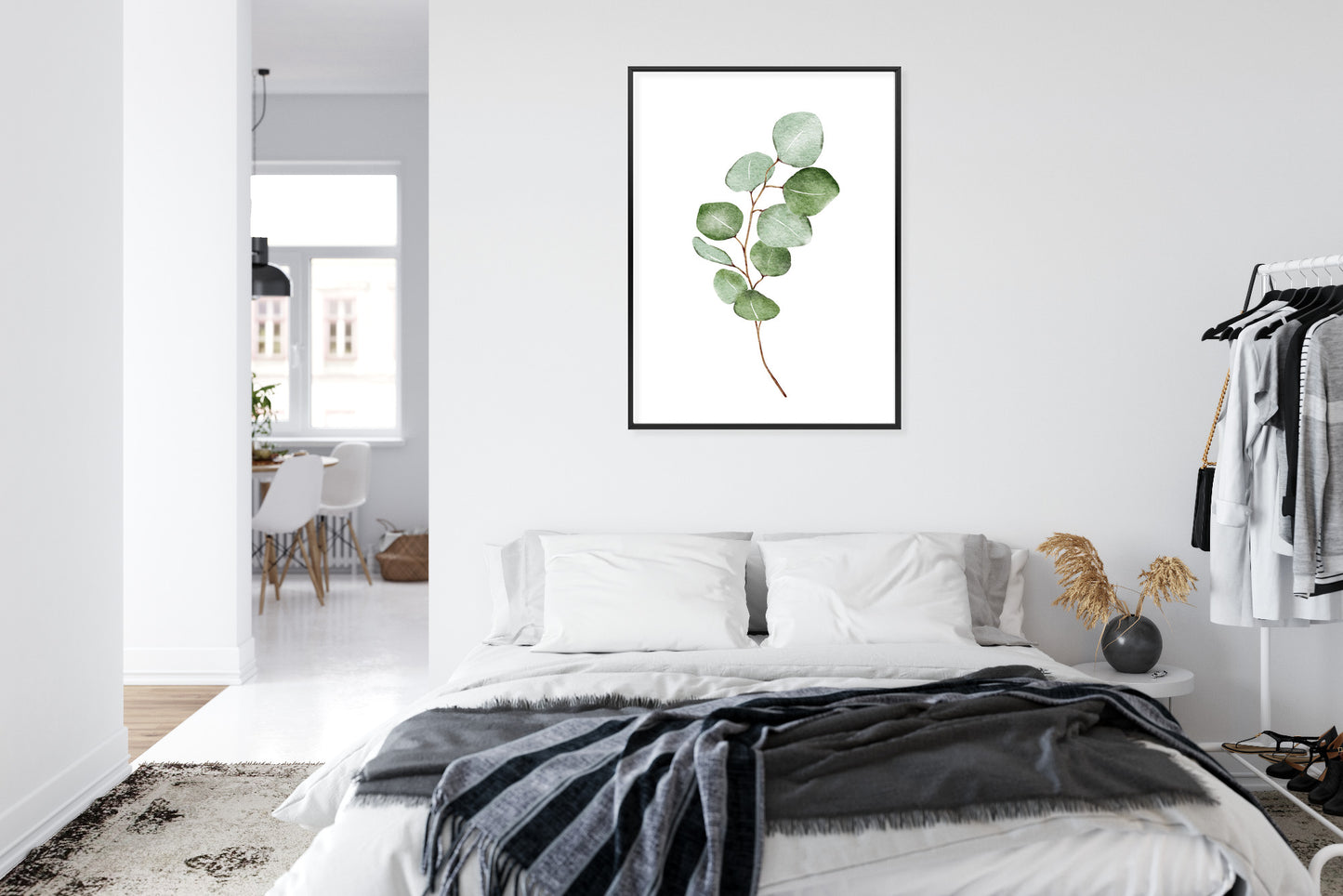Poster Grüner Aquarell-Eukalyptuszweig Isoliert Auf Weißem Hintergrund