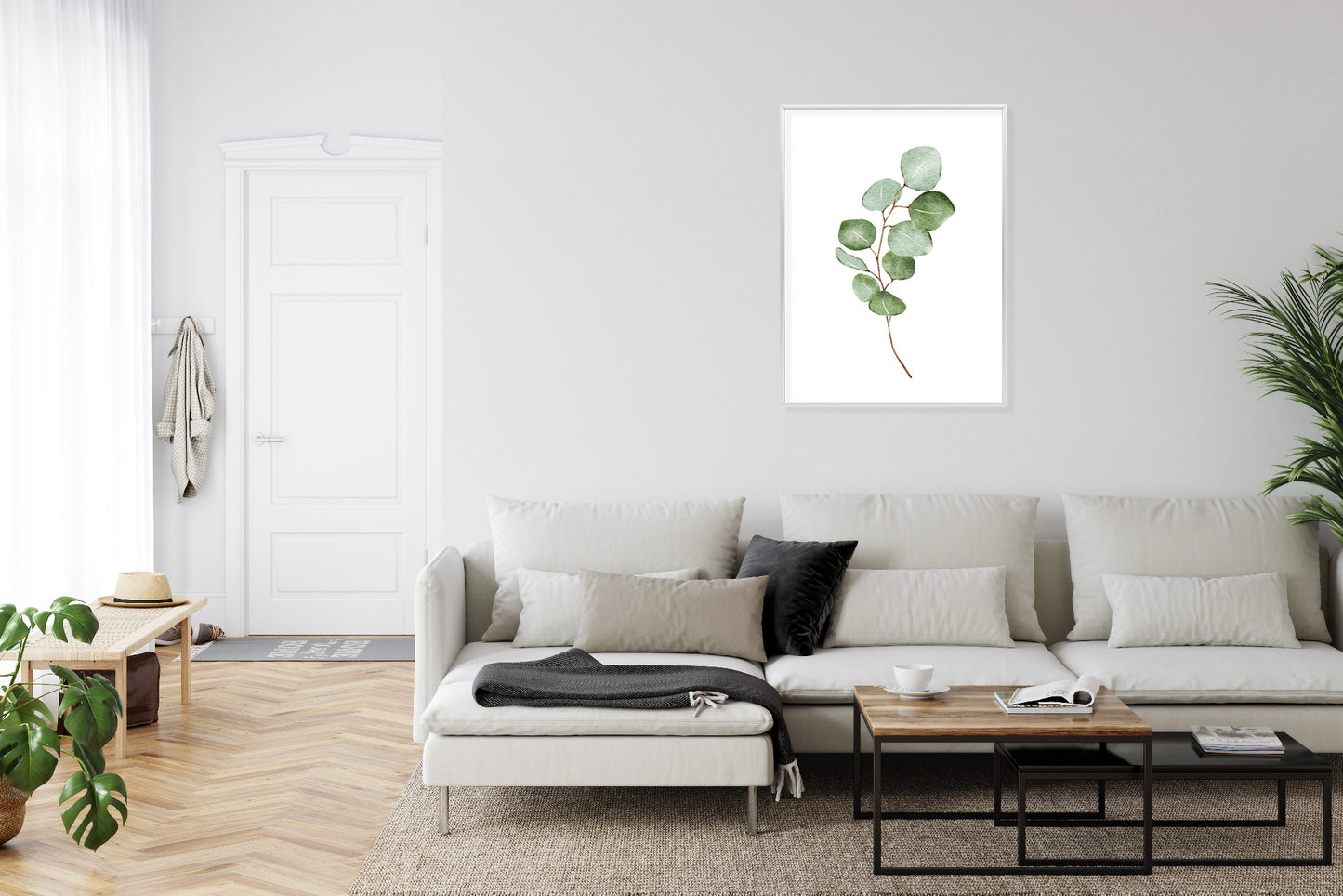Poster Grüner Aquarell-Eukalyptuszweig Isoliert Auf Weißem Hintergrund