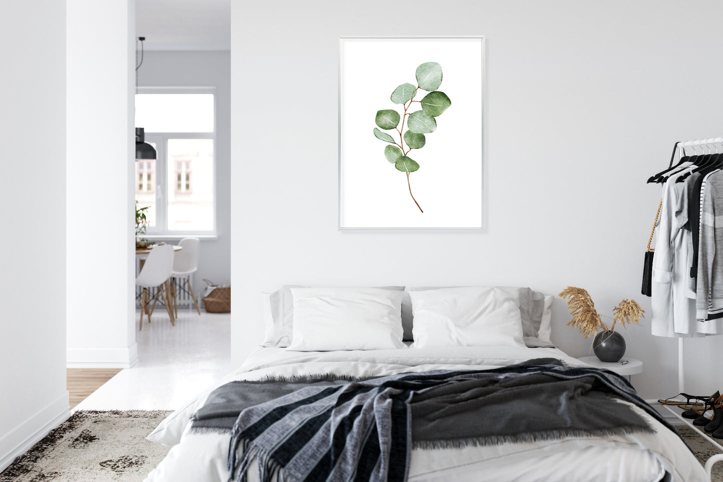 Poster Grüner Aquarell-Eukalyptuszweig Isoliert Auf Weißem Hintergrund