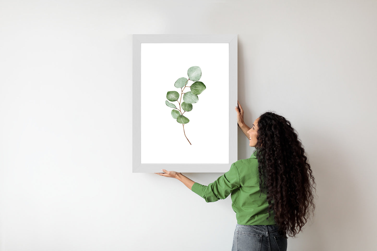 Poster Grüner Aquarell-Eukalyptuszweig Isoliert Auf Weißem Hintergrund