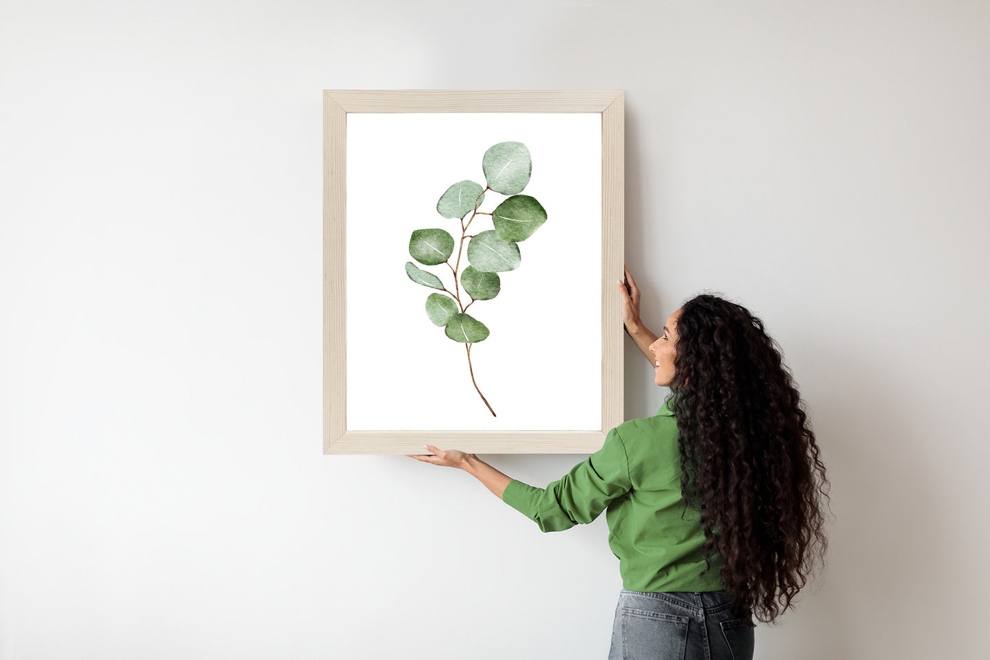 Poster Grüner Aquarell-Eukalyptuszweig Isoliert Auf Weißem Hintergrund
