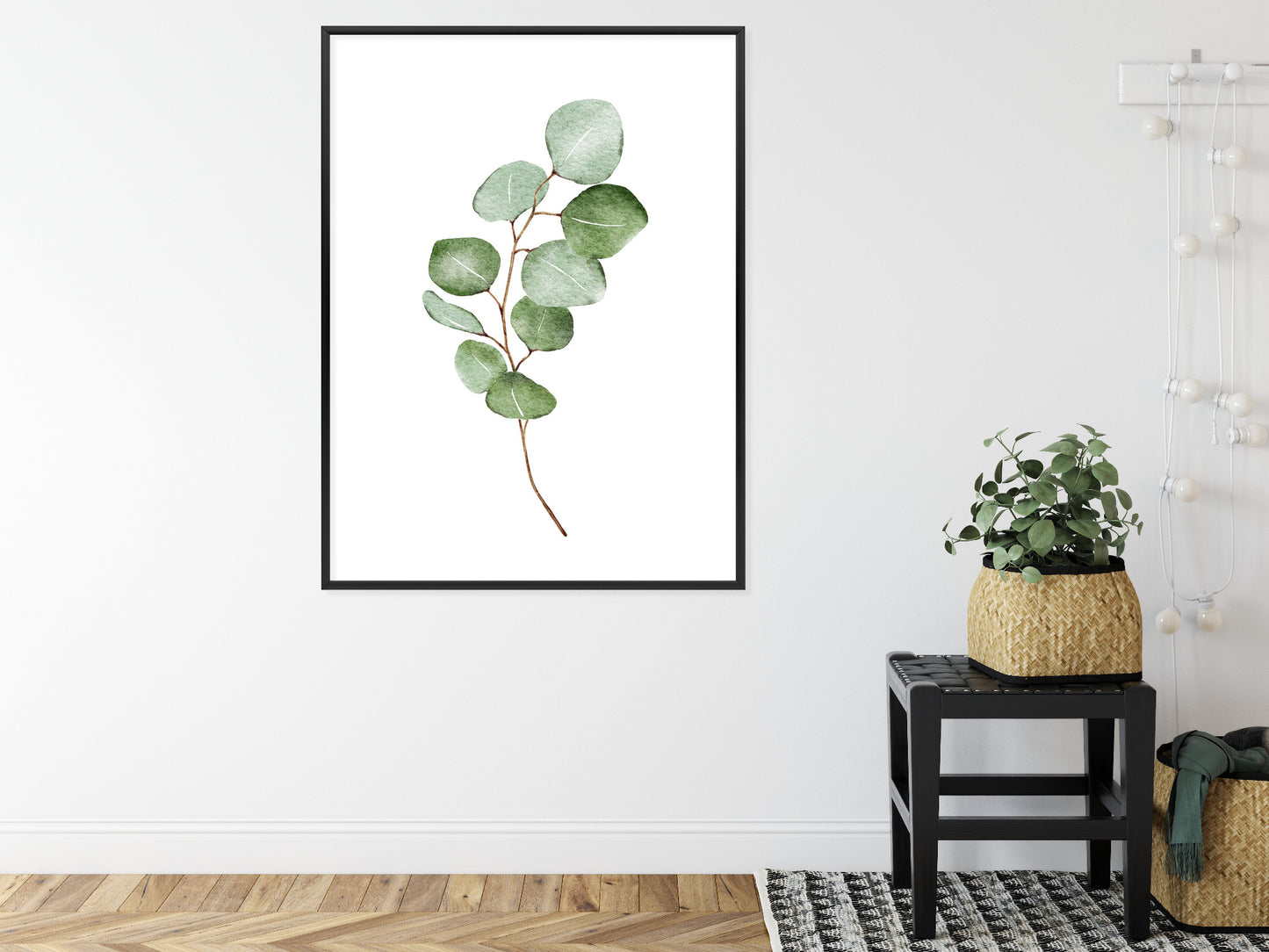 Poster Grüner Aquarell-Eukalyptuszweig Isoliert Auf Weißem Hintergrund