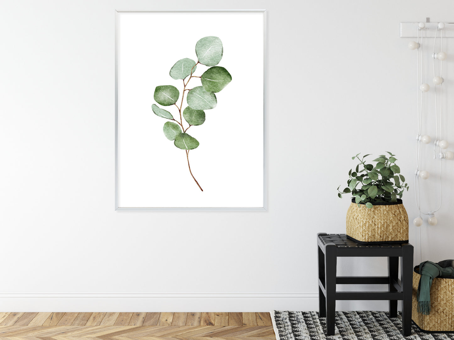 Poster Grüner Aquarell-Eukalyptuszweig Isoliert Auf Weißem Hintergrund