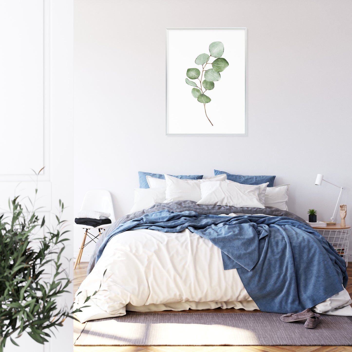 Poster Grüner Aquarell-Eukalyptuszweig Isoliert Auf Weißem Hintergrund