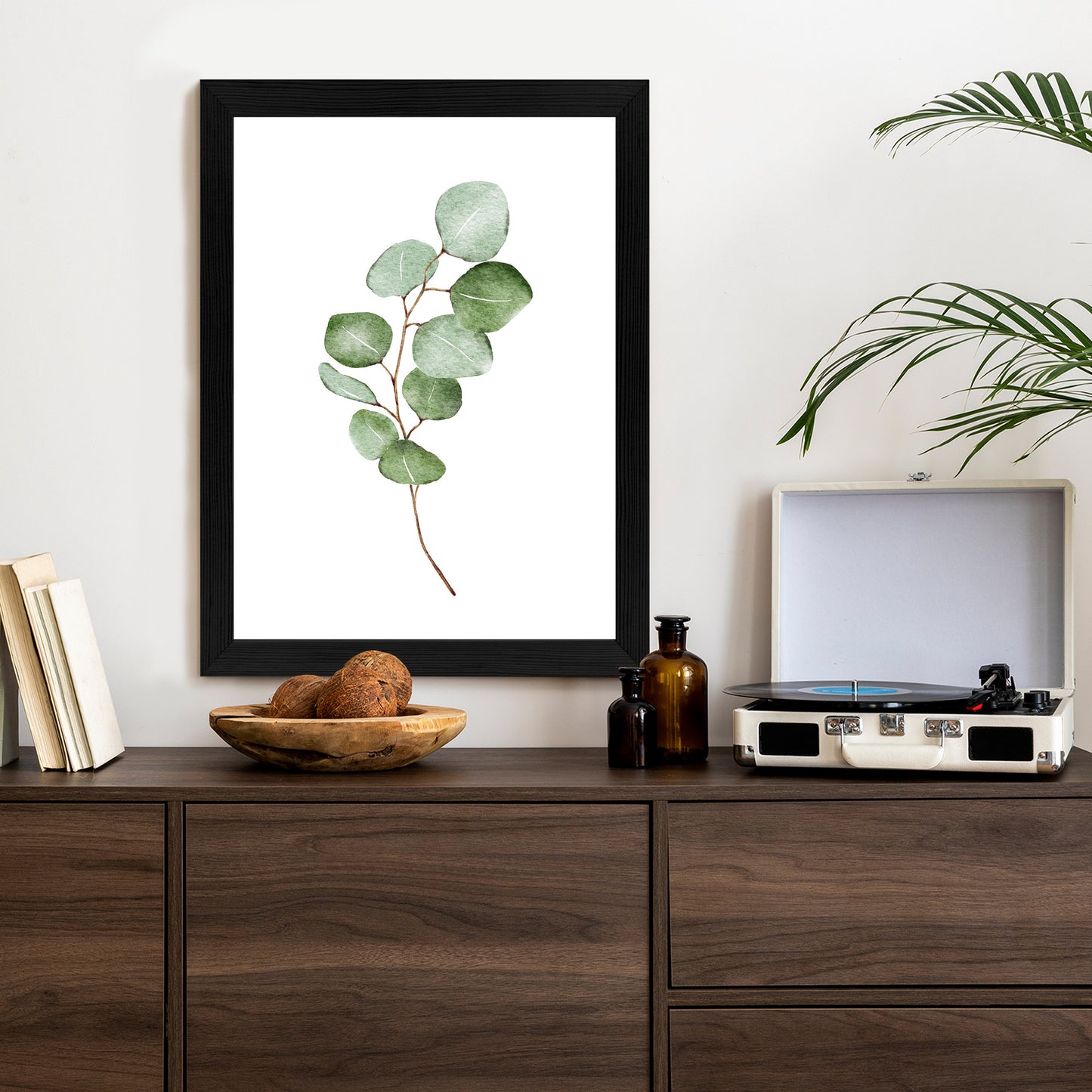 Poster Grüner Aquarell-Eukalyptuszweig Isoliert Auf Weißem Hintergrund