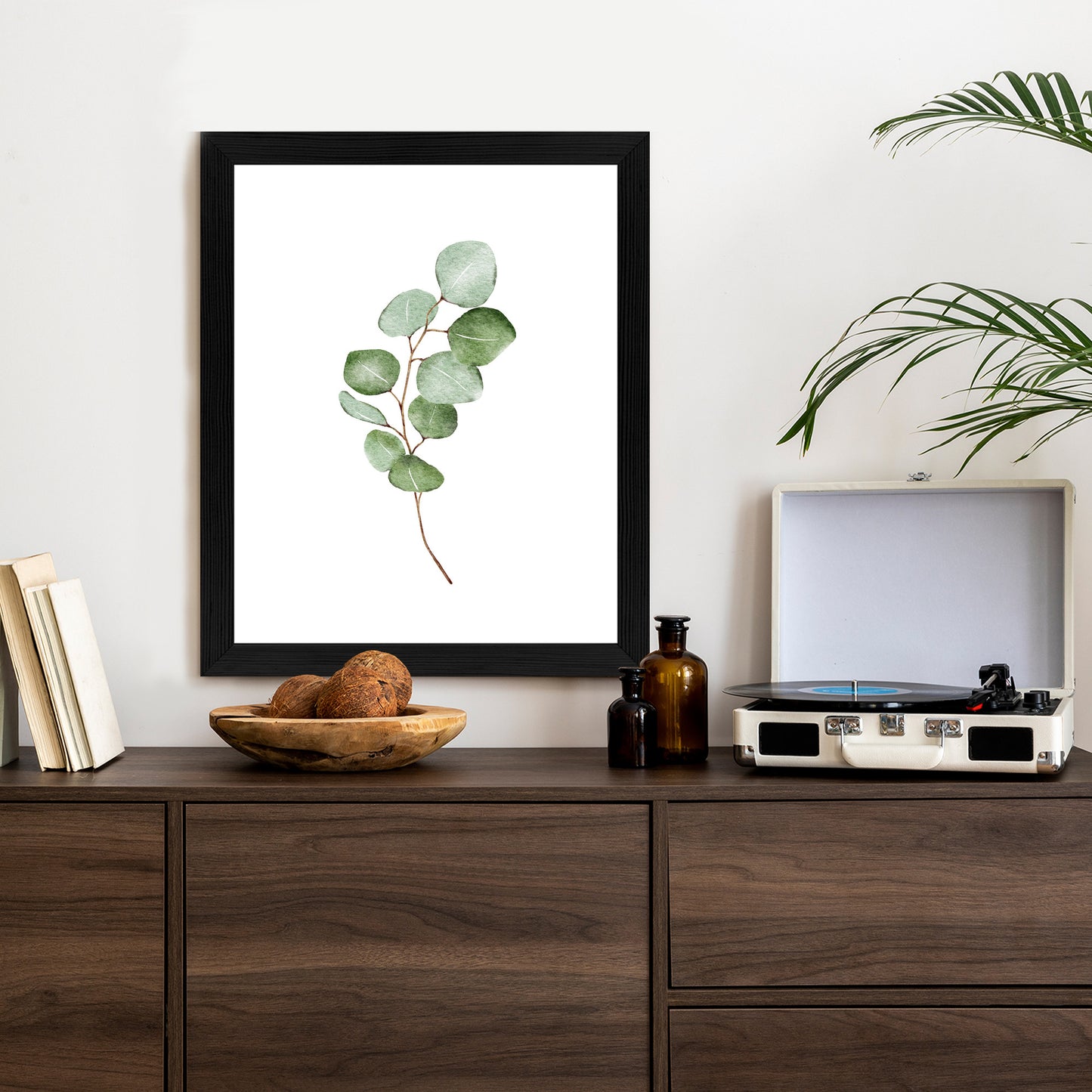 Poster Grüner Aquarell-Eukalyptuszweig Isoliert Auf Weißem Hintergrund
