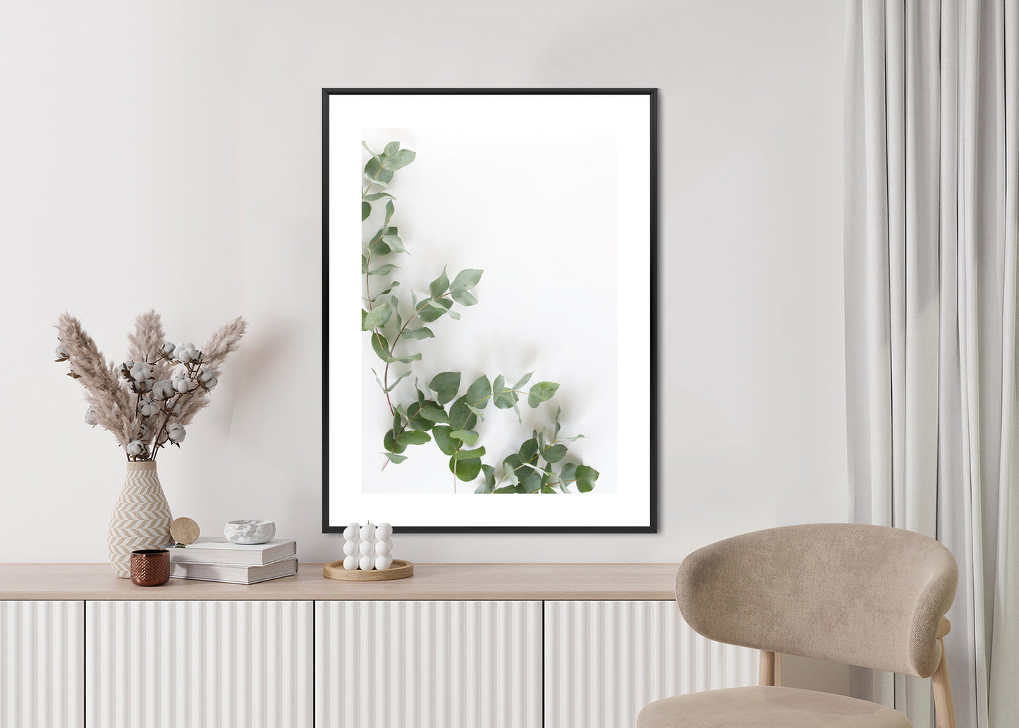 Poster Grüne Eukalyptusblätter Rahmen Holz Mit Passepartout Farbe Natürlich