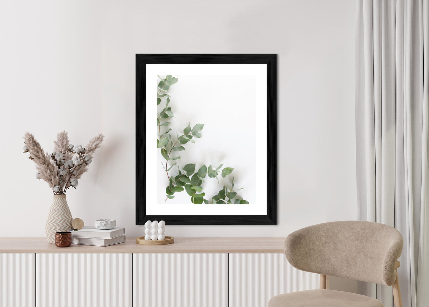 Poster Grüne Eukalyptusblätter Rahmen Holz Mit Passepartout Farbe Natürlich