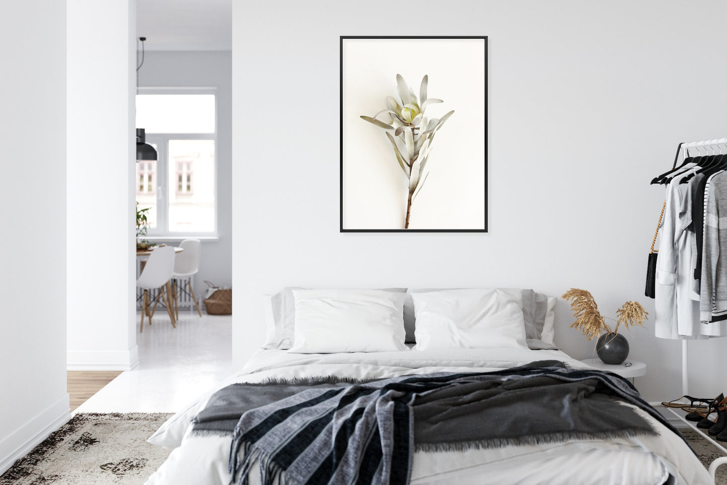 Poster Exotische Pflanze Auf Hellem Hintergrund Rahmen Holz Mit Passepartout Farbe Natürlich