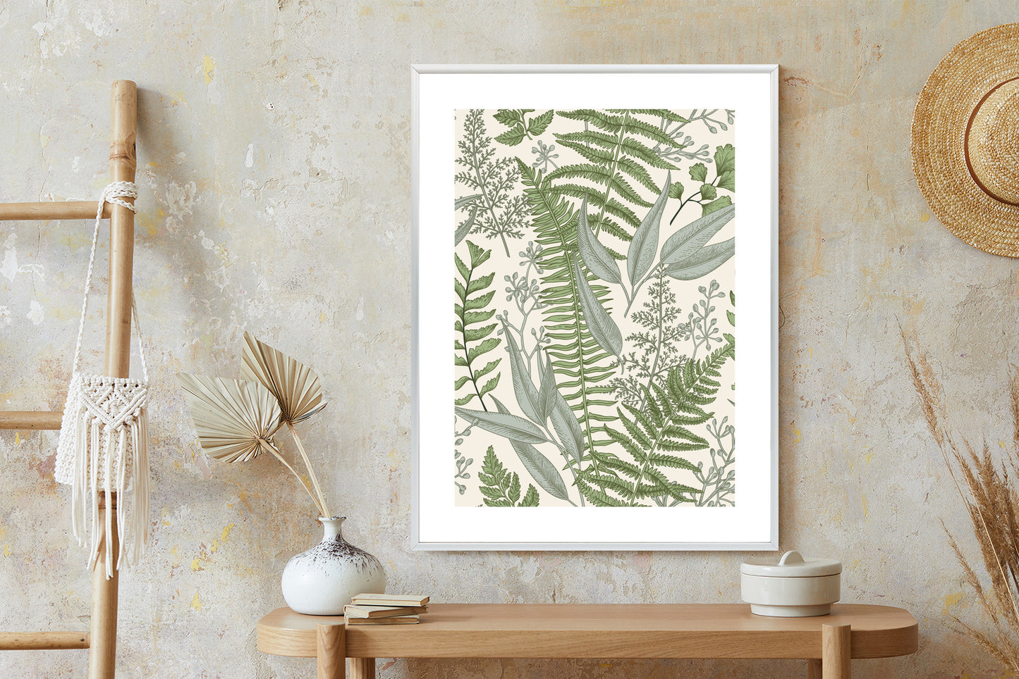 Poster Vintage-Wildpflanzen Auf Beigem Hintergrund