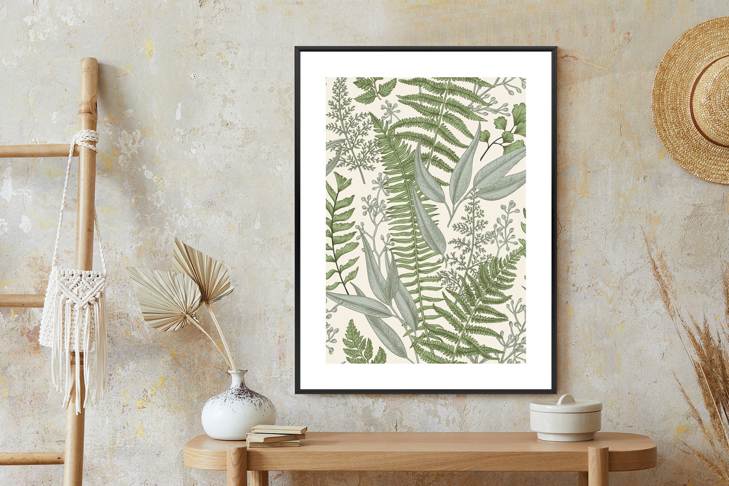 Poster Vintage-Wildpflanzen Auf Beigem Hintergrund