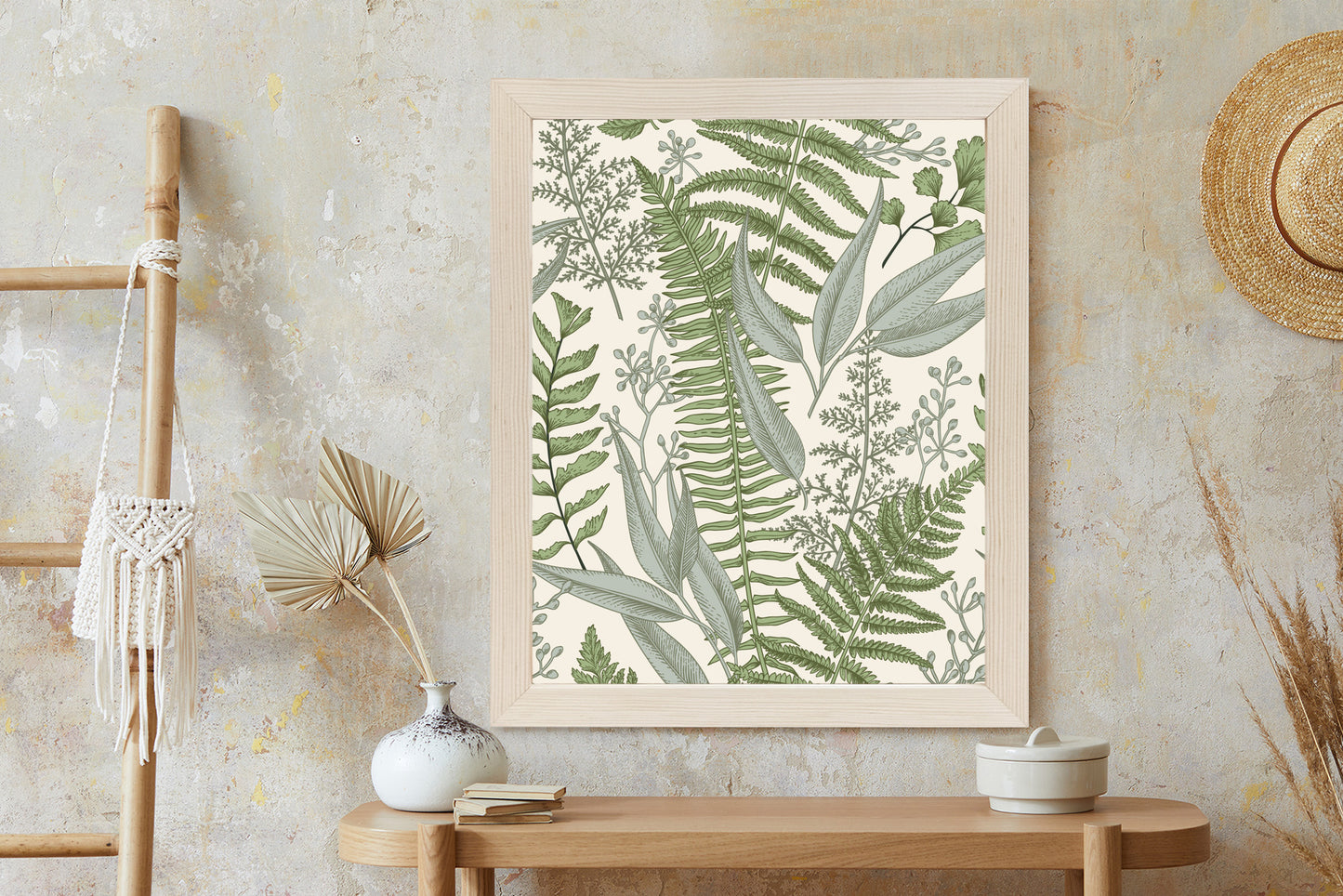 Poster Vintage-Wildpflanzen Auf Beigem Hintergrund