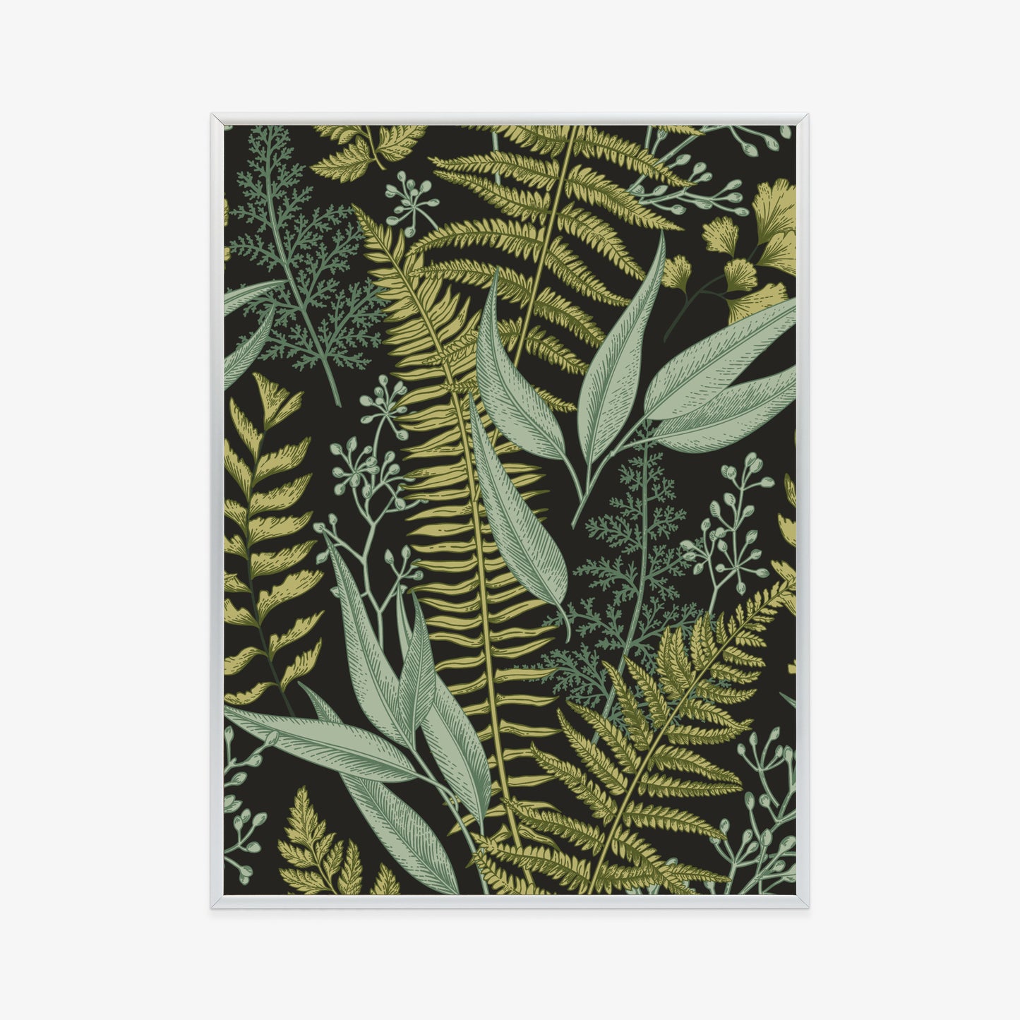 Poster Blumenmuster Im Vintage-Stil Rahmen Holz Mit Passepartout Farbe Natürlich