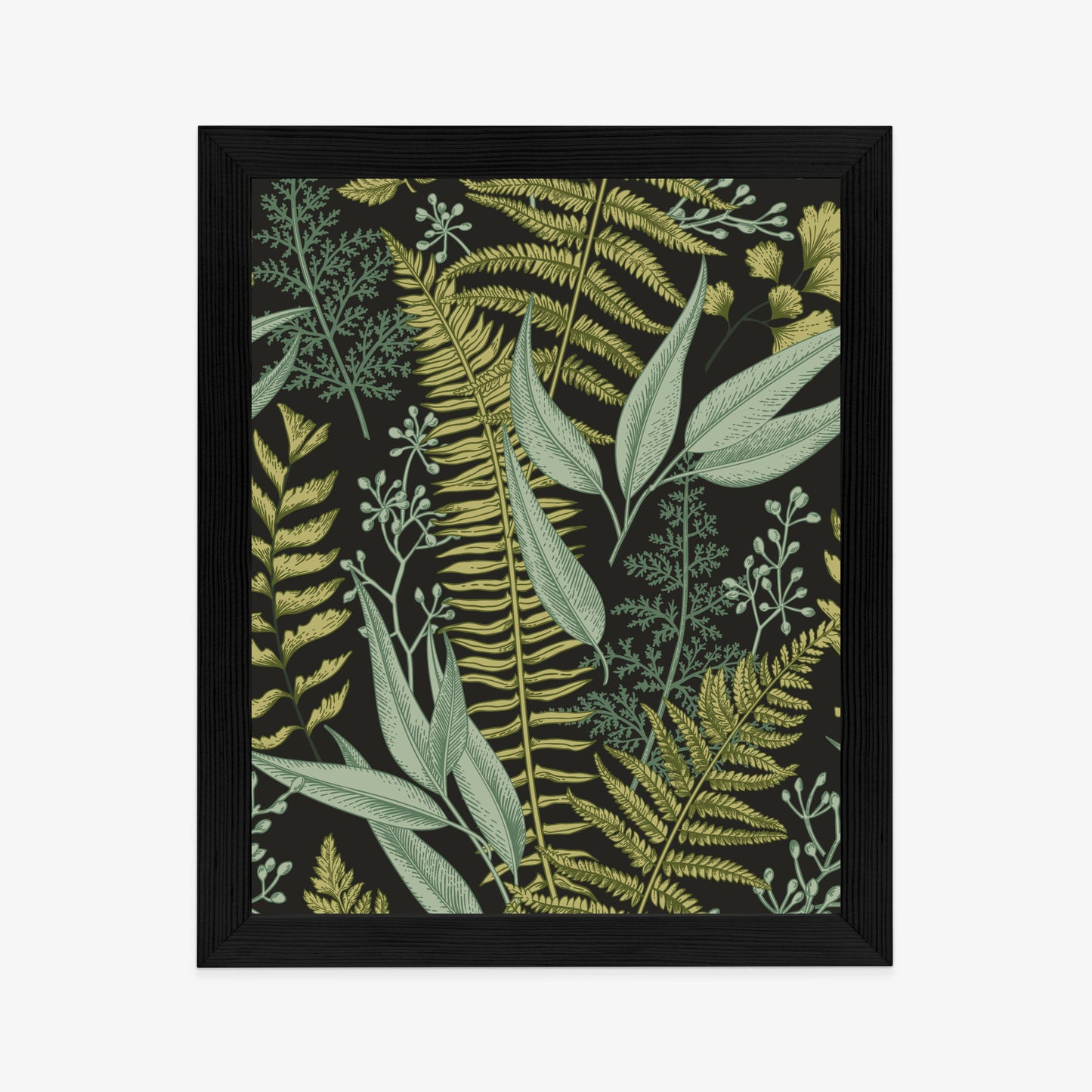 Poster Blumenmuster Im Vintage-Stil Rahmen Holz Mit Passepartout Farbe Natürlich