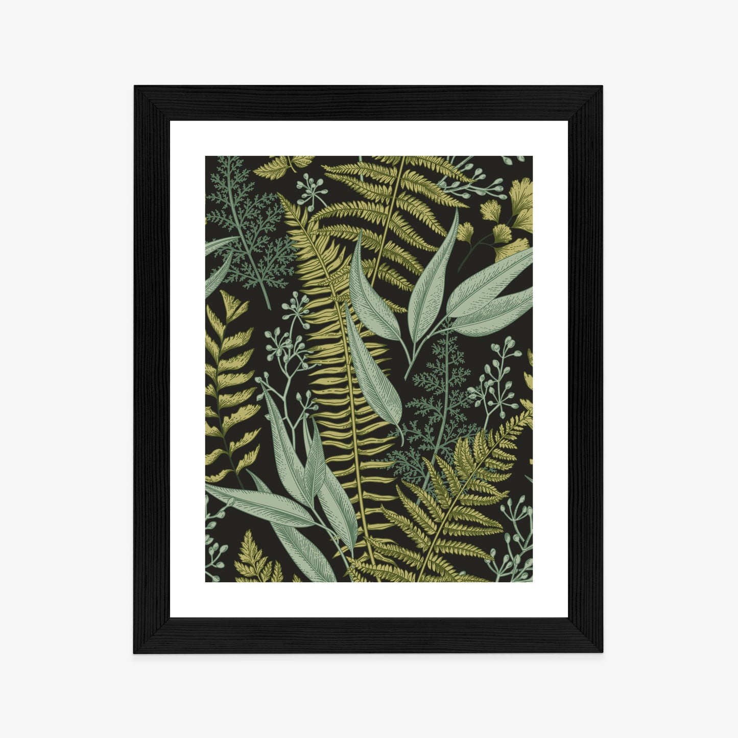Poster Blumenmuster Im Vintage-Stil Rahmen Holz Mit Passepartout Farbe Natürlich