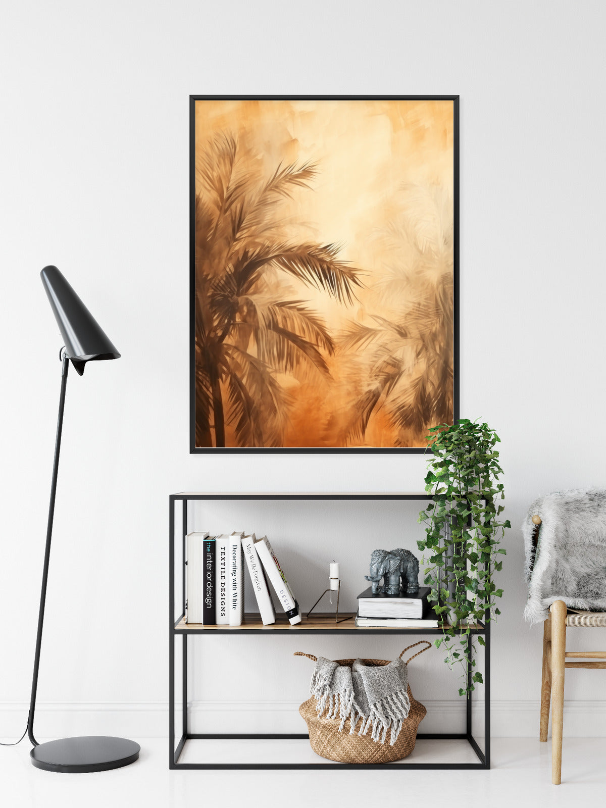 Poster Tropische Palmen In Der Farbe Der Wüste Rahmen Holz Mit Passepartout Farbe Natürlich