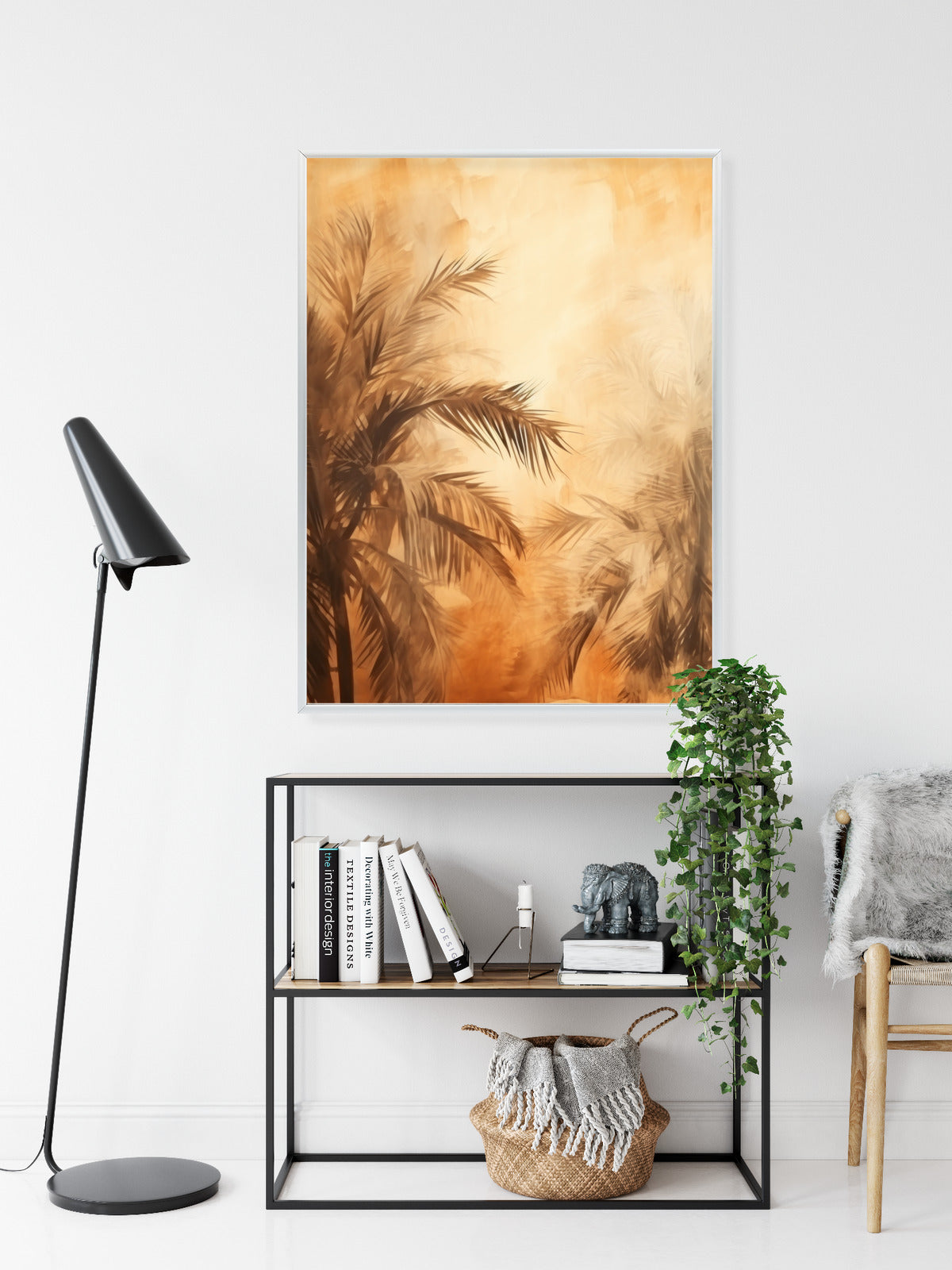 Poster Tropische Palmen In Der Farbe Der Wüste Rahmen Holz Mit Passepartout Farbe Natürlich