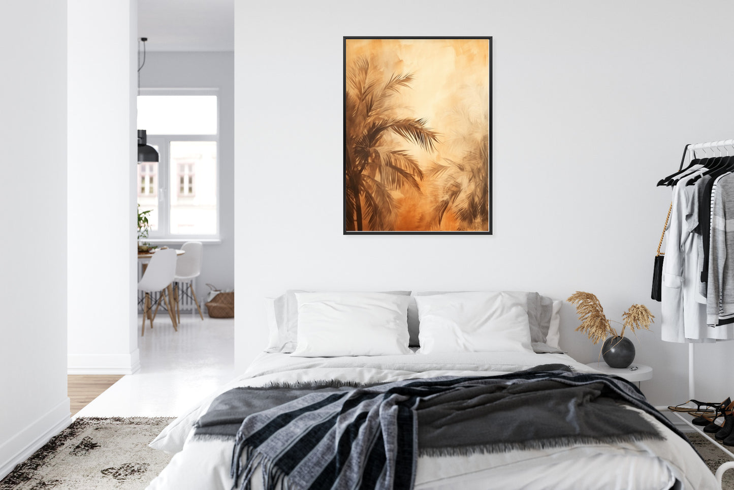Poster Tropische Palmen In Der Farbe Der Wüste Rahmen Holz Mit Passepartout Farbe Natürlich