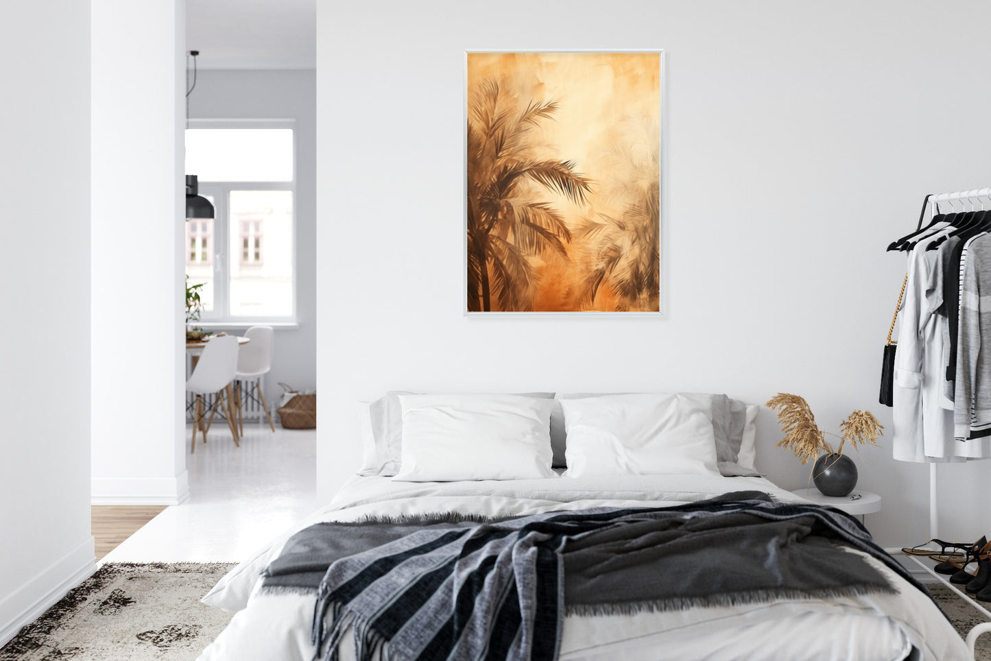 Poster Tropische Palmen In Der Farbe Der Wüste Rahmen Holz Mit Passepartout Farbe Natürlich