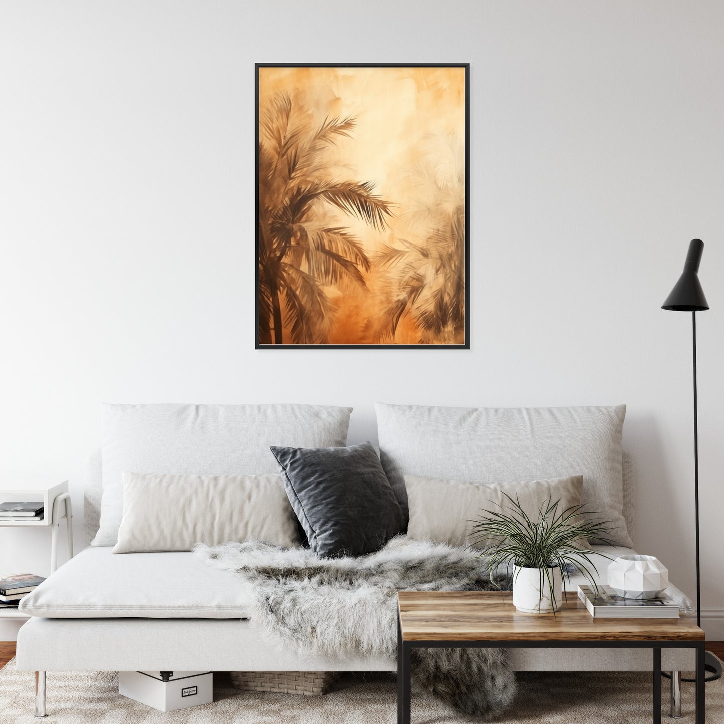 Poster Tropische Palmen In Der Farbe Der Wüste Rahmen Holz Mit Passepartout Farbe Natürlich
